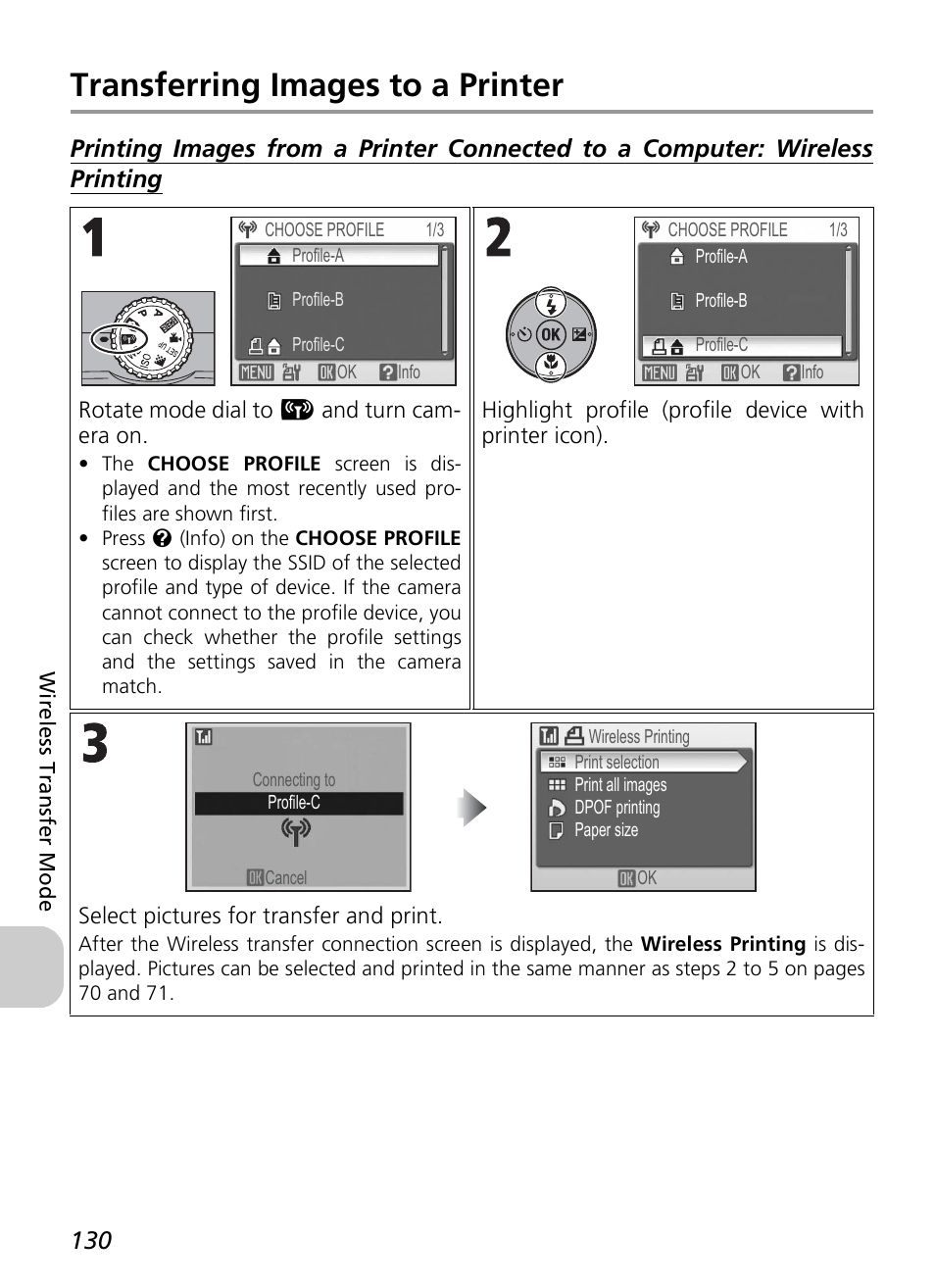 Transferring images to a printer | Nikon P3 User Manual | Page 132 / 161