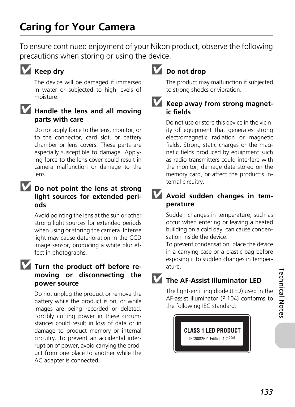 Caring for your camera | Nikon P3 User Manual | Page 135 / 161