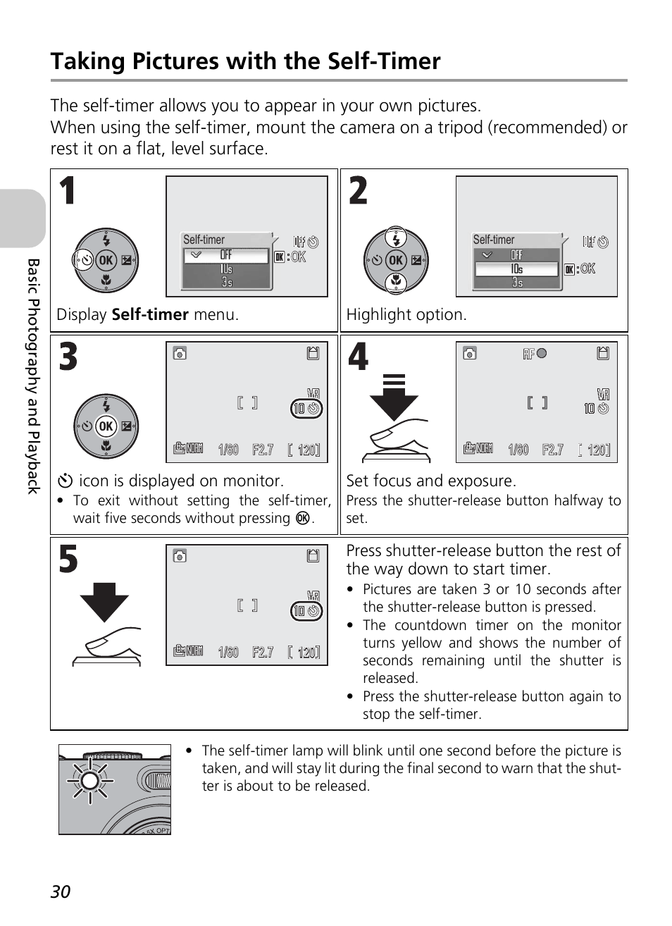 Taking pictures with the self-timer | Nikon P3 User Manual | Page 32 / 161