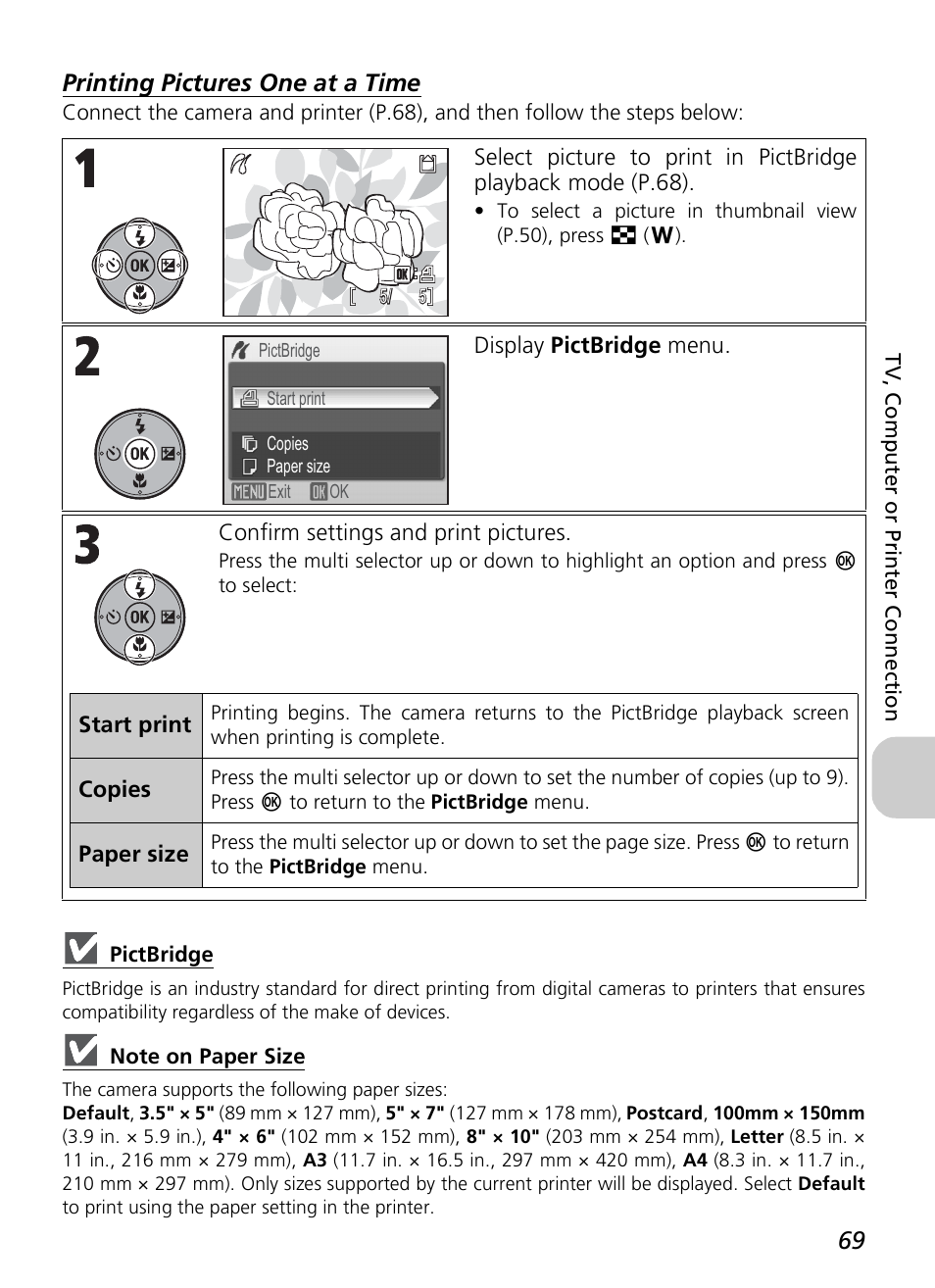 Printing pictures one at a time | Nikon P3 User Manual | Page 71 / 161