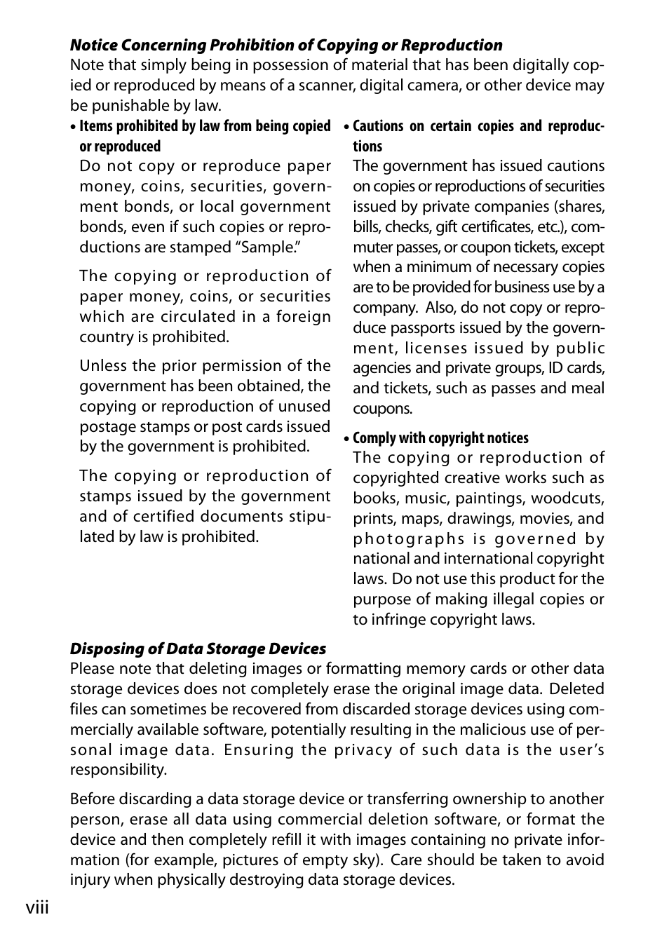 Viii | Nikon V1 User Manual | Page 10 / 88