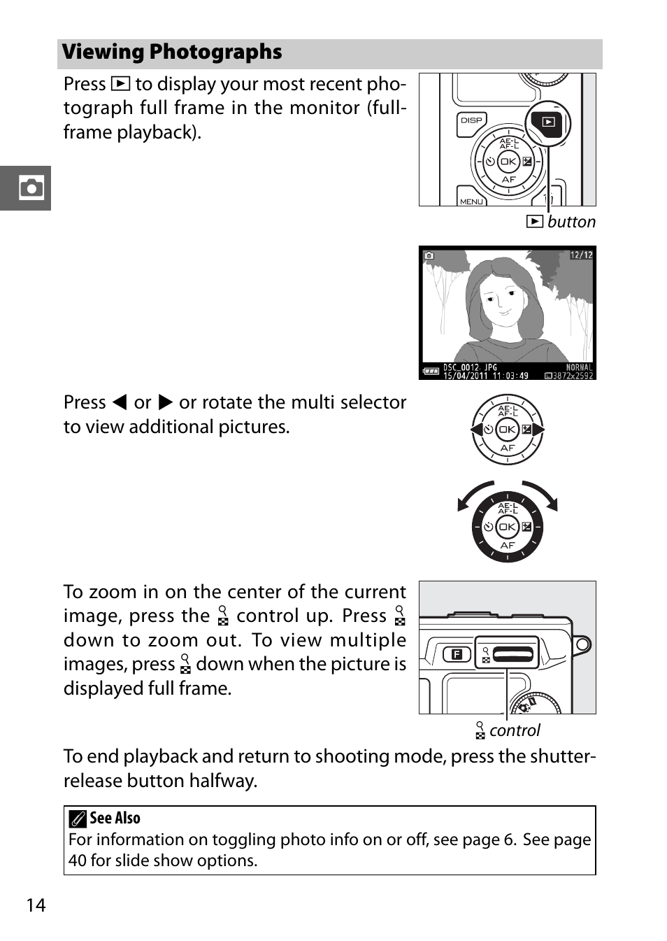 Viewing photographs | Nikon V1 User Manual | Page 26 / 88