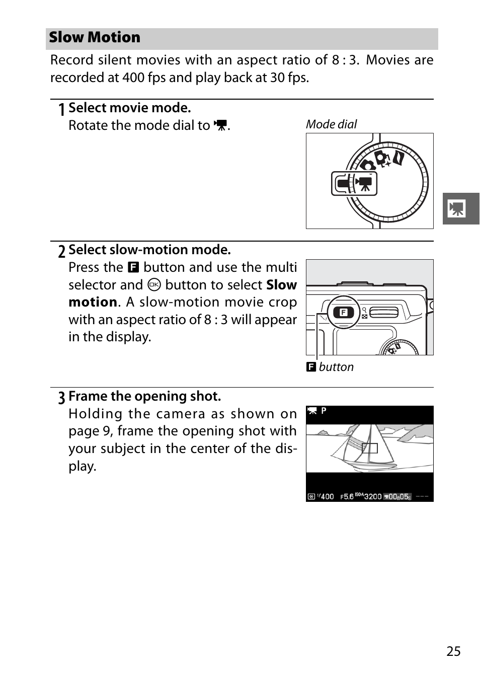 Slow motion, 0 25) mo | Nikon V1 User Manual | Page 37 / 88