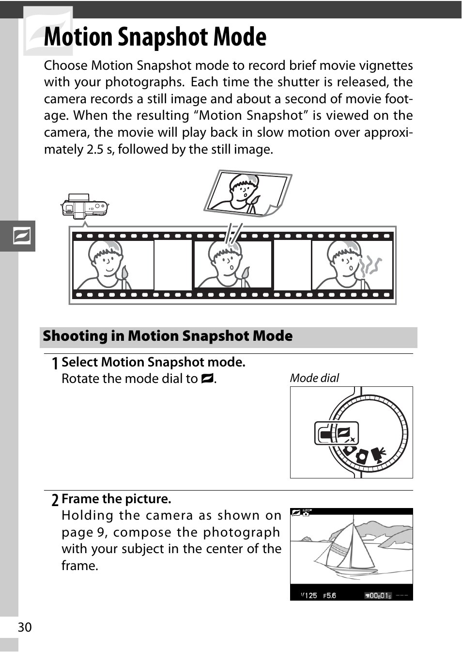 Motion snapshot mode, Shooting in motion snapshot mode | Nikon V1 User Manual | Page 42 / 88