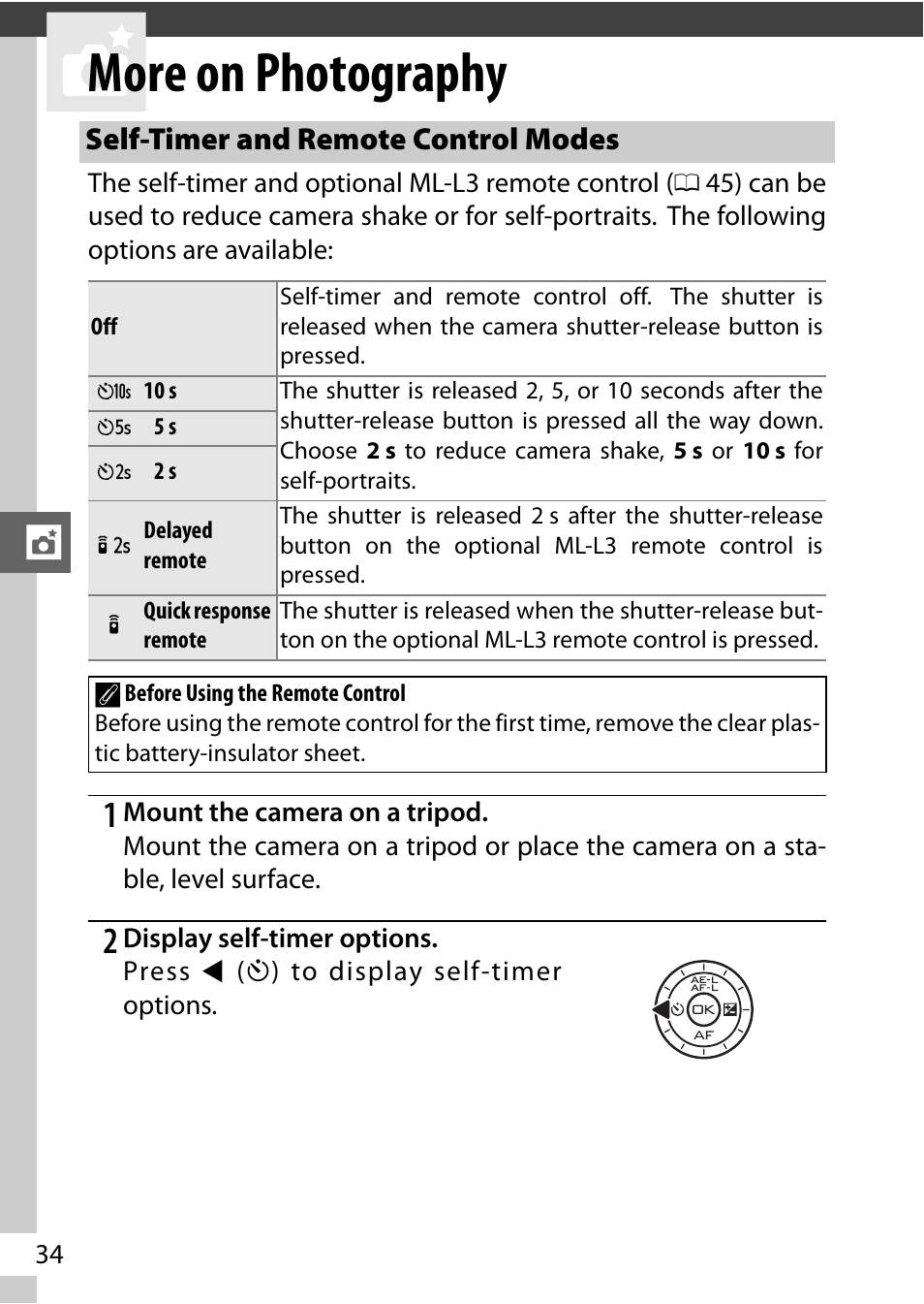 More on photography, Self-timer and remote control modes | Nikon V1 User Manual | Page 46 / 88