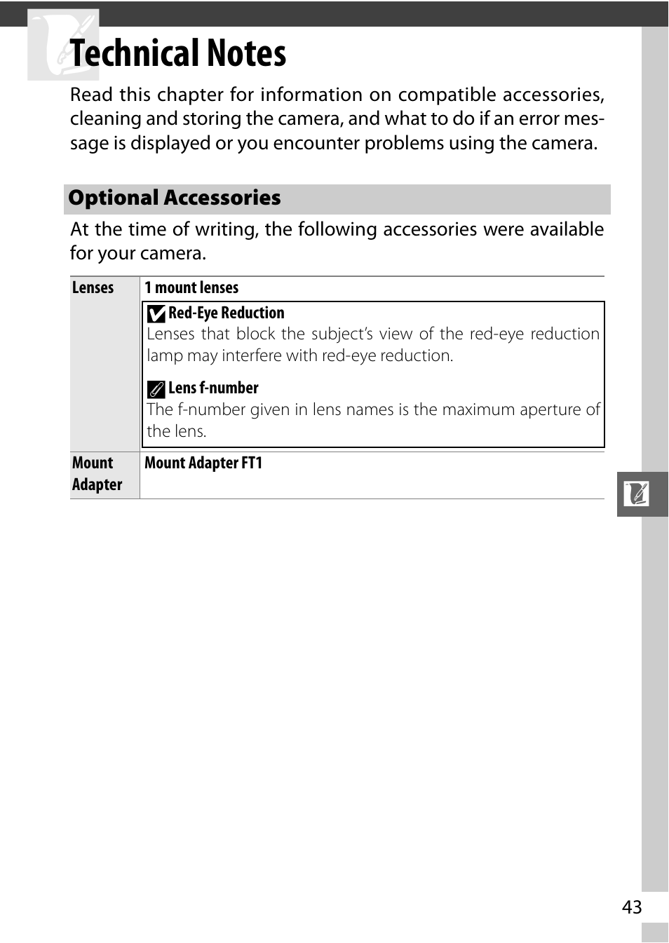 Technical notes, Optional accessories | Nikon V1 User Manual | Page 55 / 88