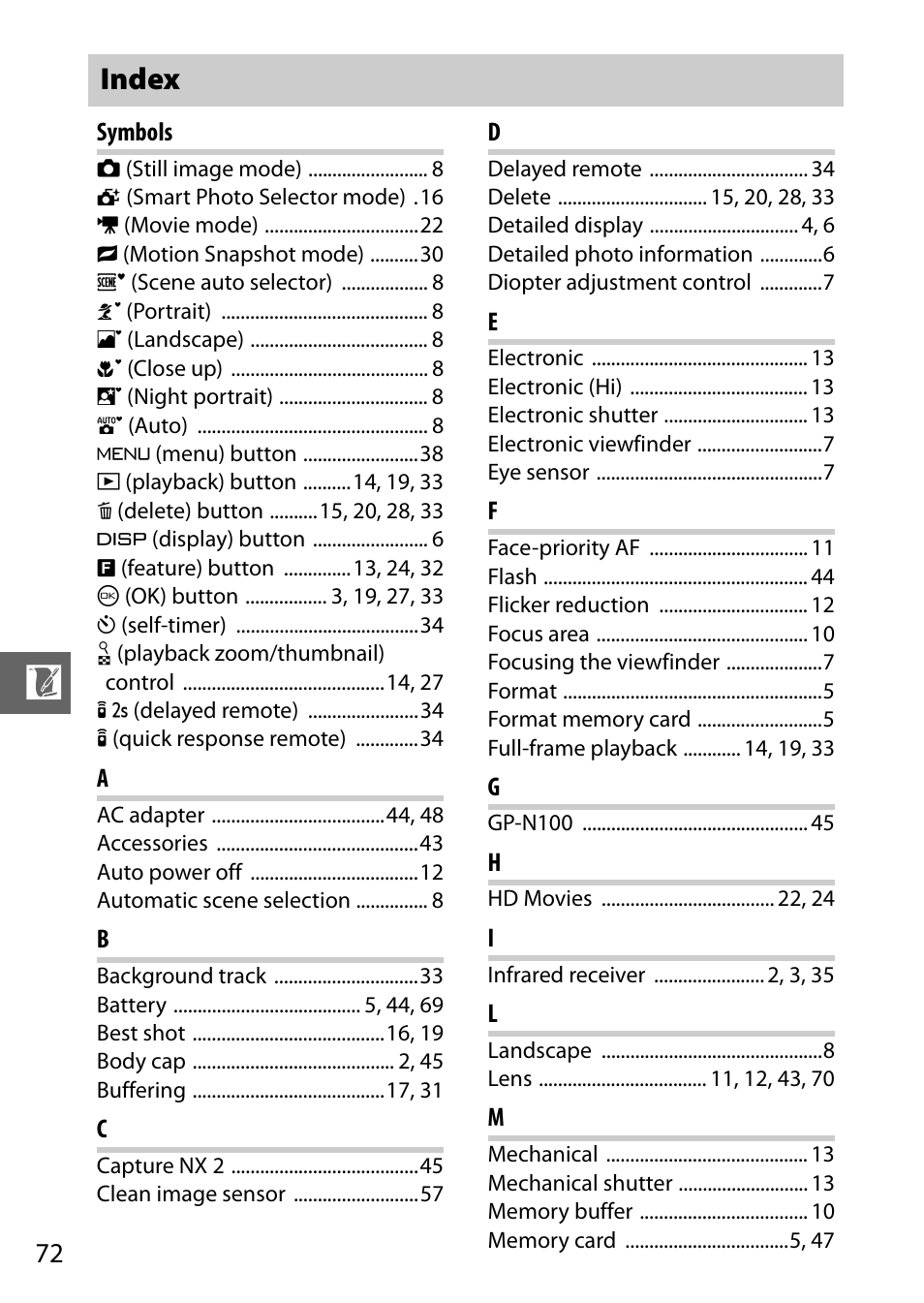 Index | Nikon V1 User Manual | Page 84 / 88