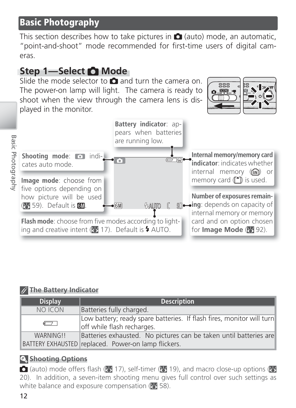 Basic photography, Step 1 — select mode | Nikon S4 User Manual | Page 22 / 108