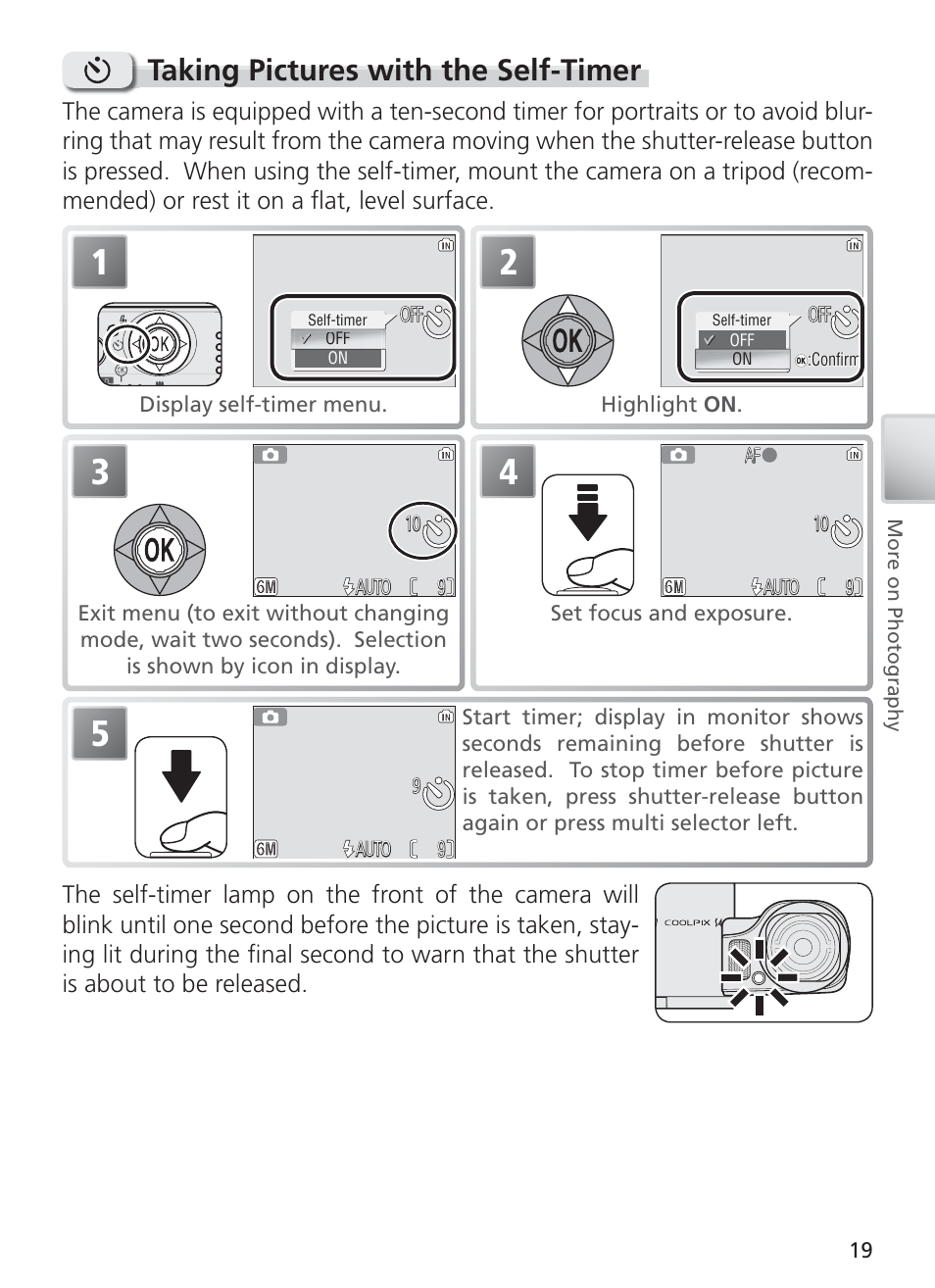 Taking pictures with the self-timer | Nikon S4 User Manual | Page 29 / 108