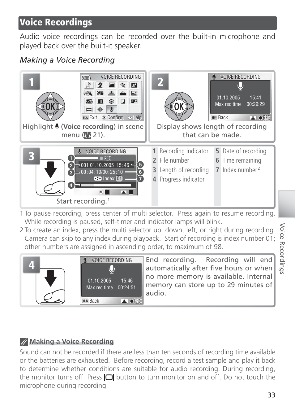 Voice recordings | Nikon S4 User Manual | Page 43 / 108