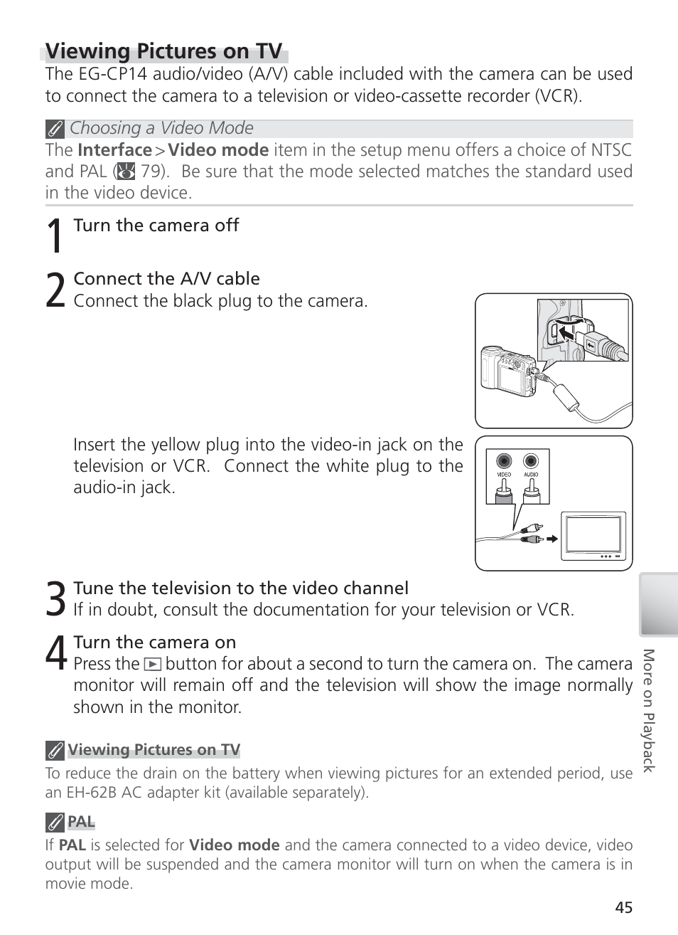 Viewing pictures on tv | Nikon S4 User Manual | Page 55 / 108