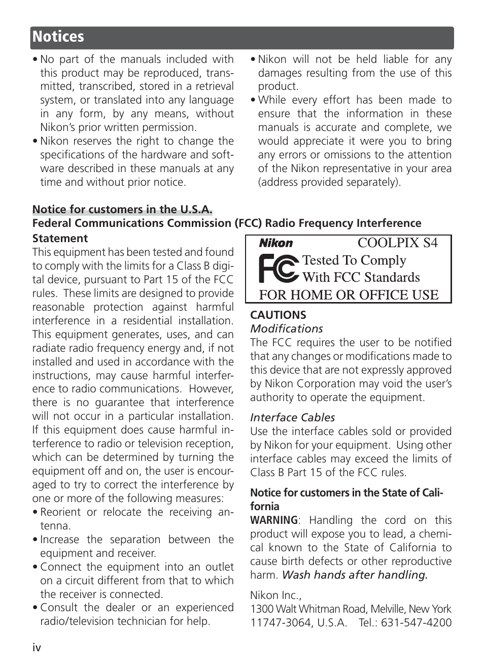 Notices, Coolpix s4 | Nikon S4 User Manual | Page 6 / 108