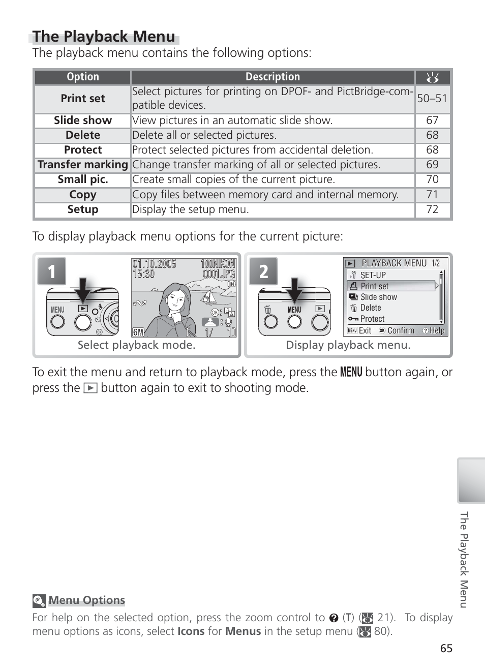 The playback menu, The playback menu contains the following options | Nikon S4 User Manual | Page 75 / 108