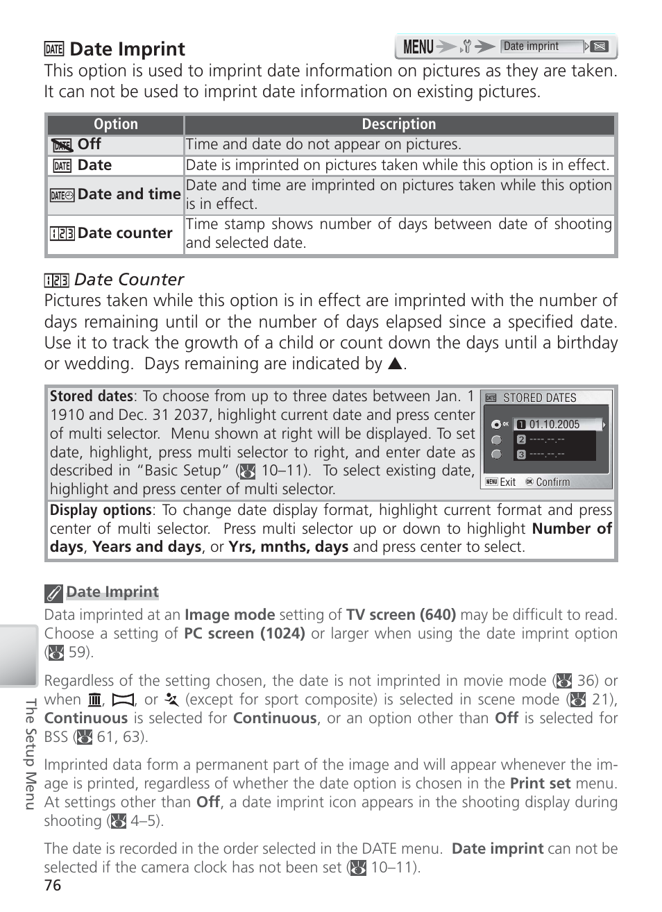 Date imprint | Nikon S4 User Manual | Page 86 / 108