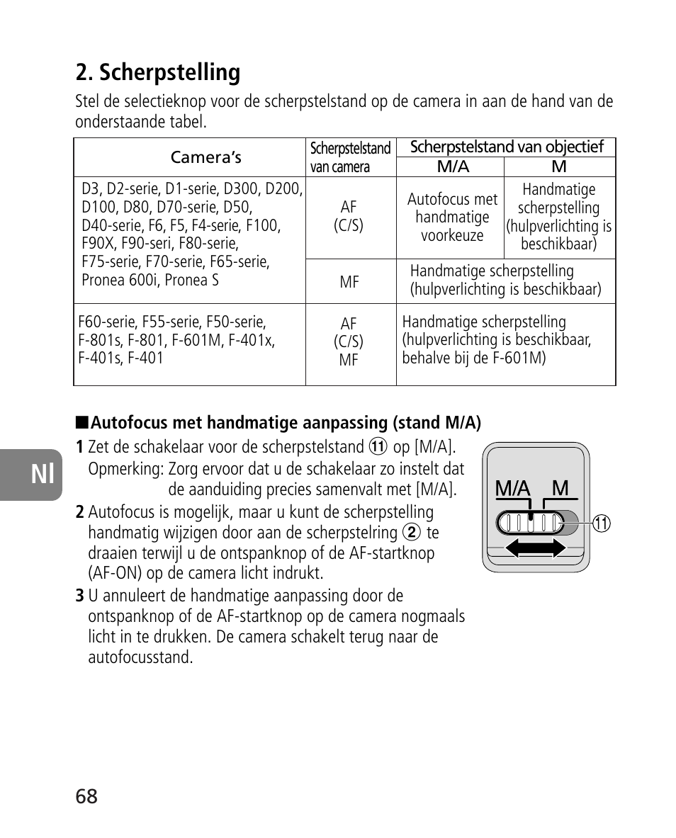 Scherpstelling | Nikon AF-S 24-70mm f-2.8G ED User Manual | Page 68 / 122