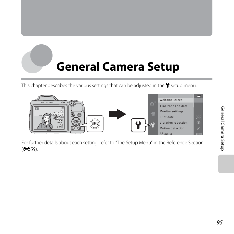 General camera setup | Nikon L820 User Manual | Page 115 / 240