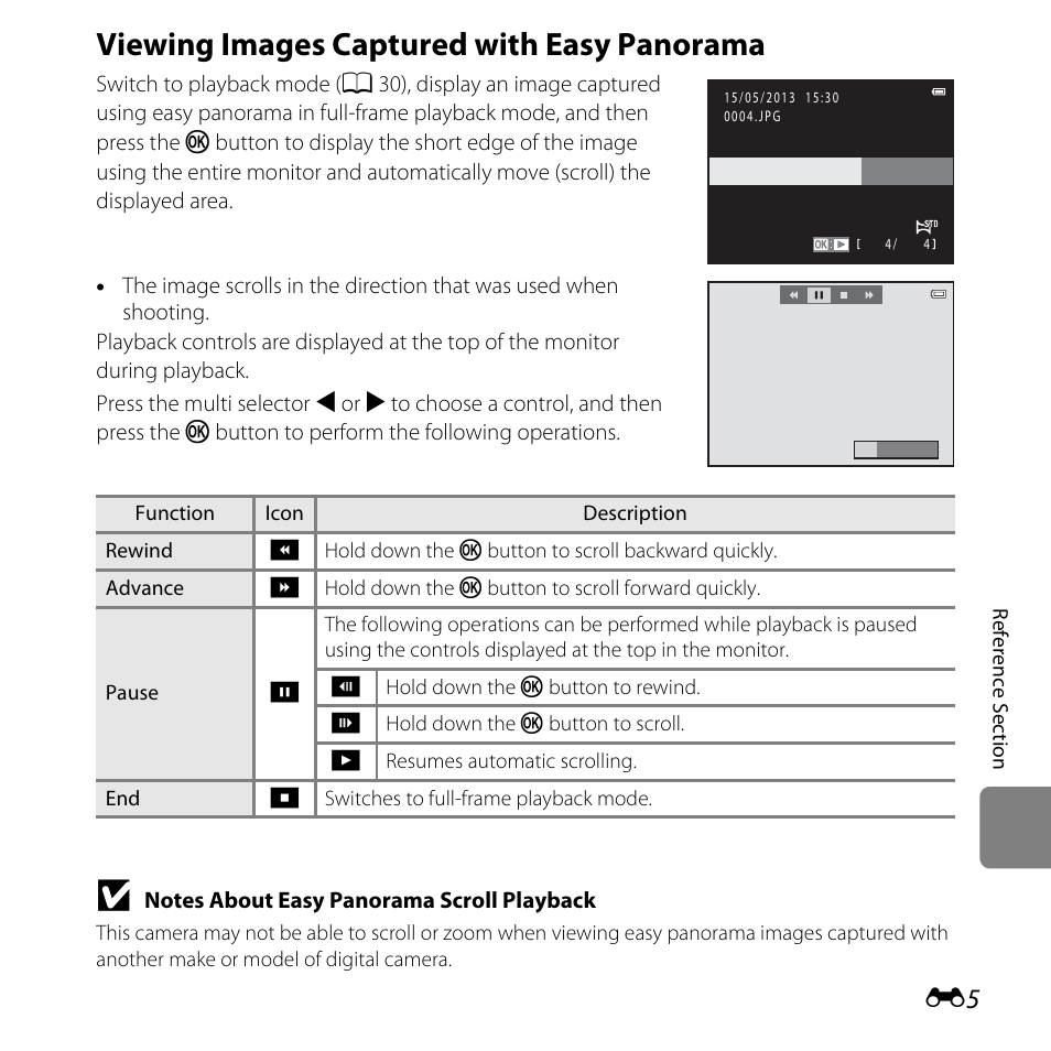 Viewing images captured with easy panorama | Nikon L820 User Manual | Page 123 / 240