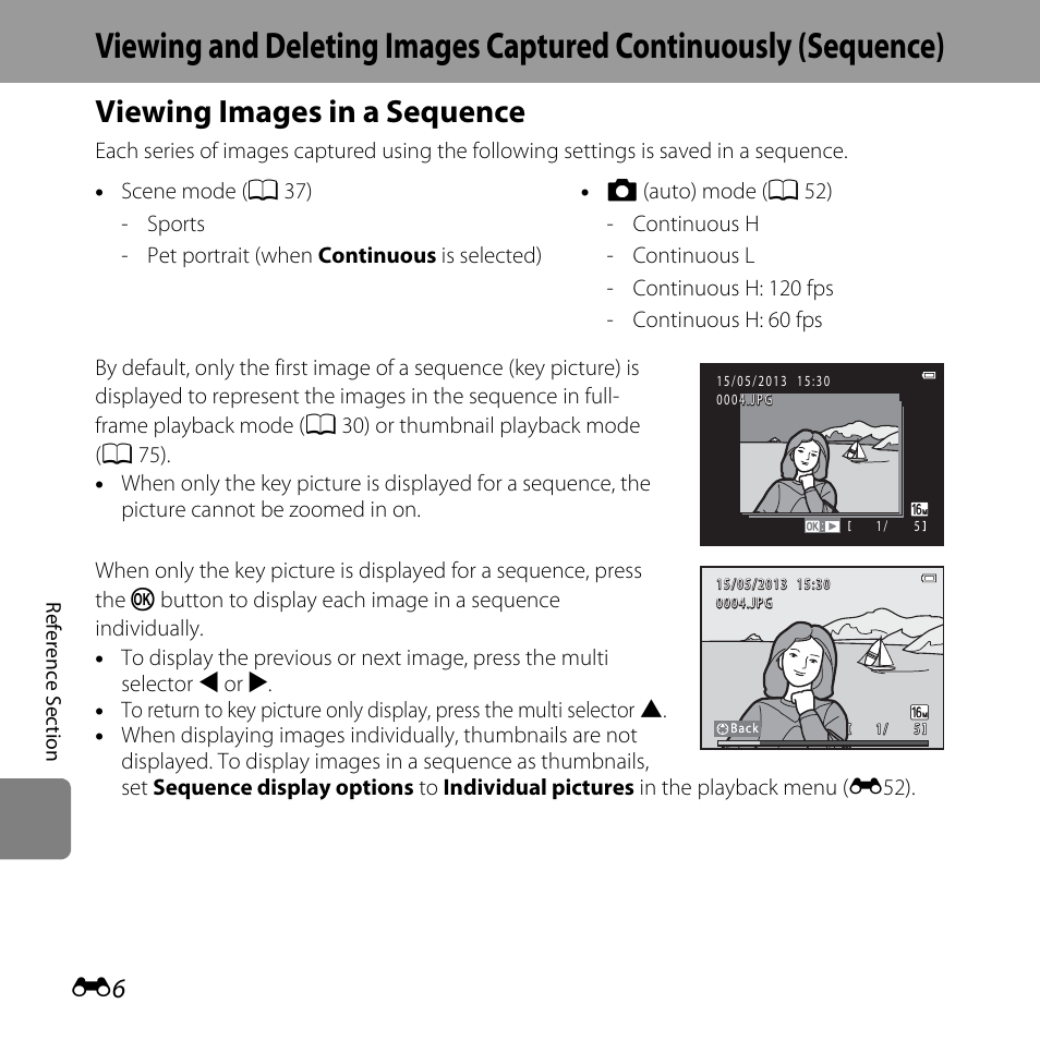 Viewing images in a sequence | Nikon L820 User Manual | Page 124 / 240