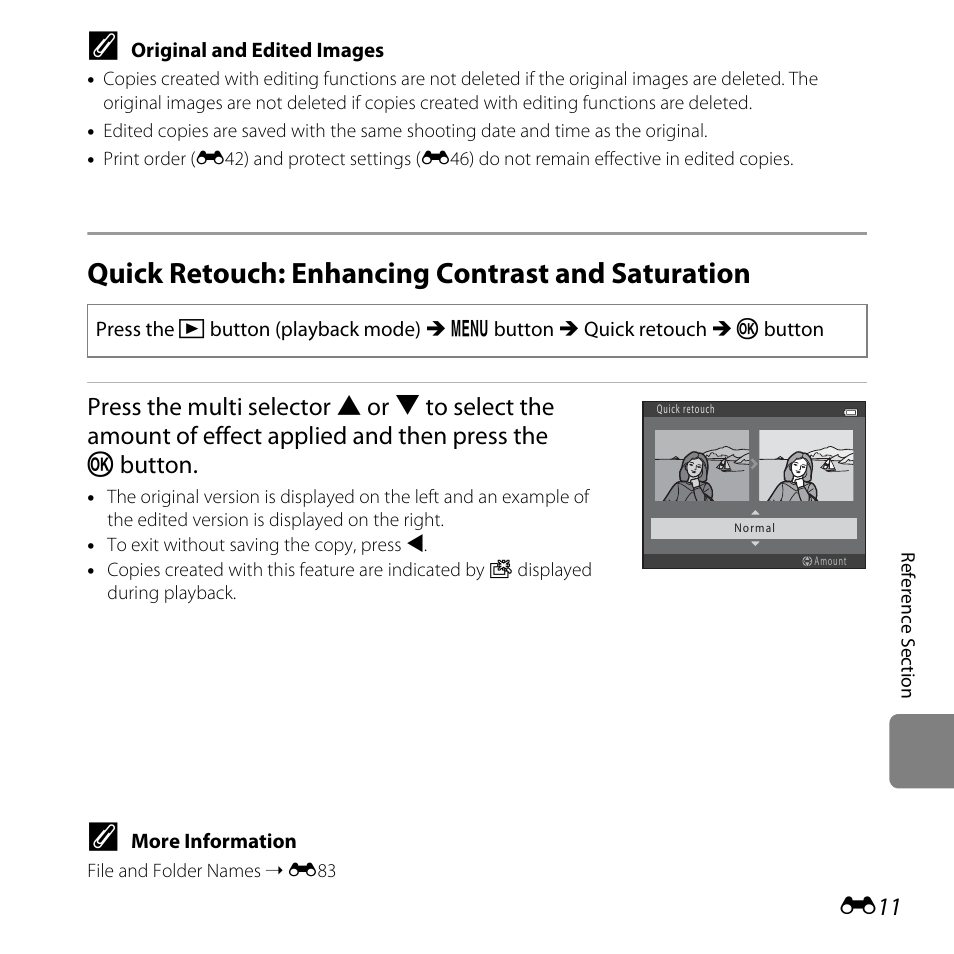 Quick retouch: enhancing contrast and saturation | Nikon L820 User Manual | Page 129 / 240