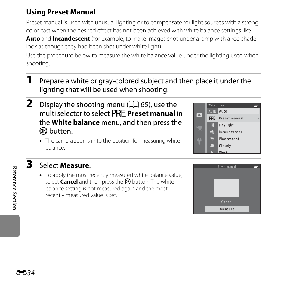 Using preset manual, Select measure | Nikon L820 User Manual | Page 152 / 240