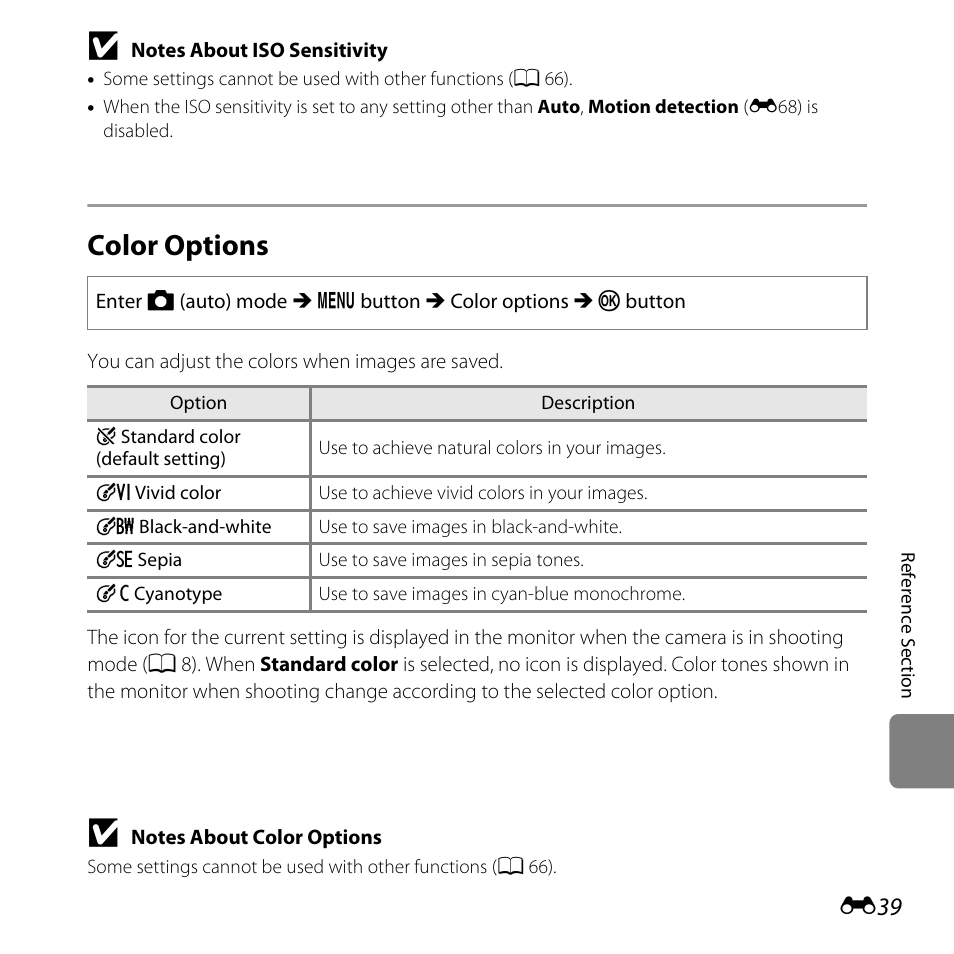 Color options | Nikon L820 User Manual | Page 157 / 240