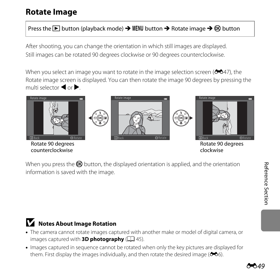 Rotate image, Option, E49) | Nikon L820 User Manual | Page 167 / 240