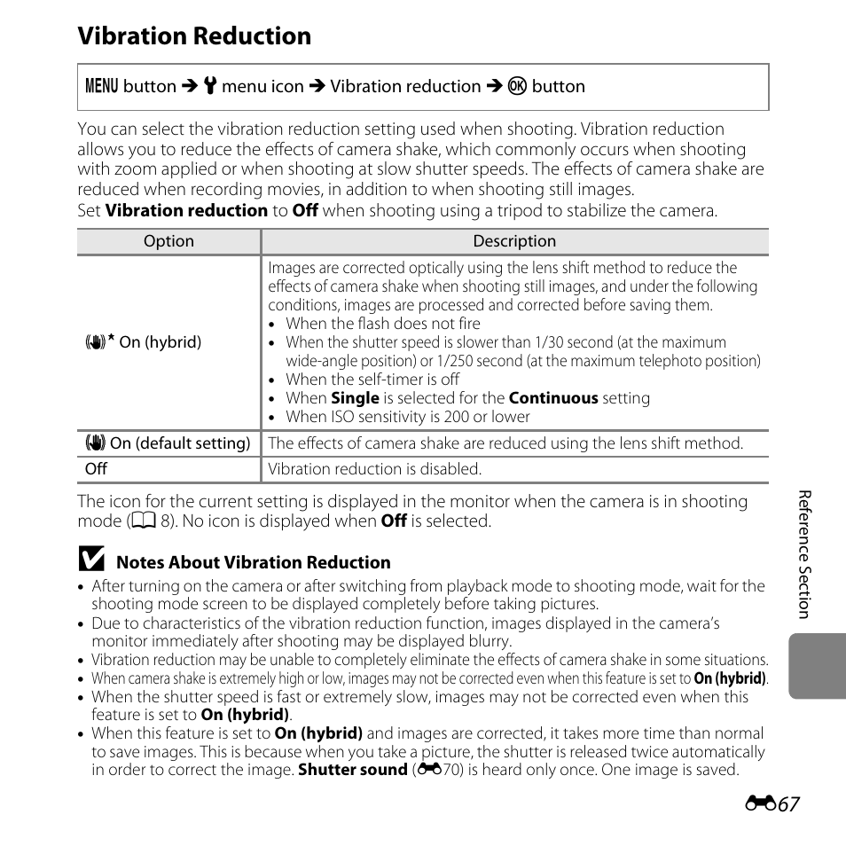 Vibration reduction | Nikon L820 User Manual | Page 185 / 240
