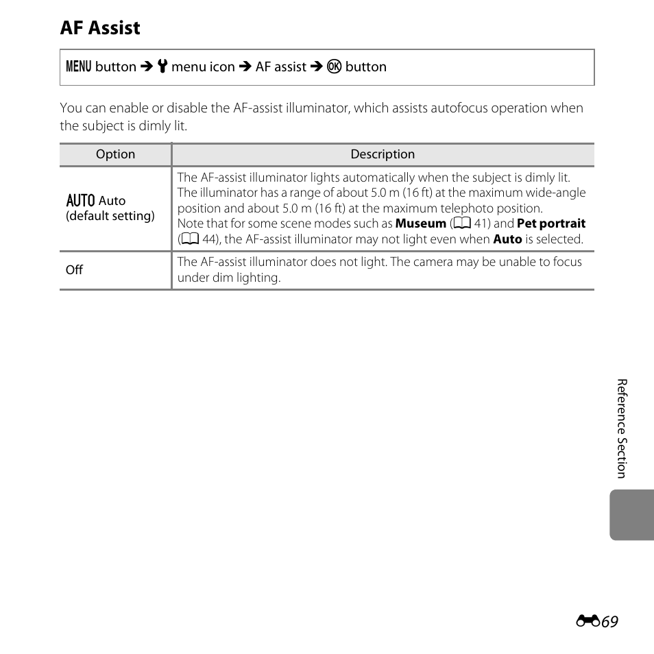 Af assist | Nikon L820 User Manual | Page 187 / 240
