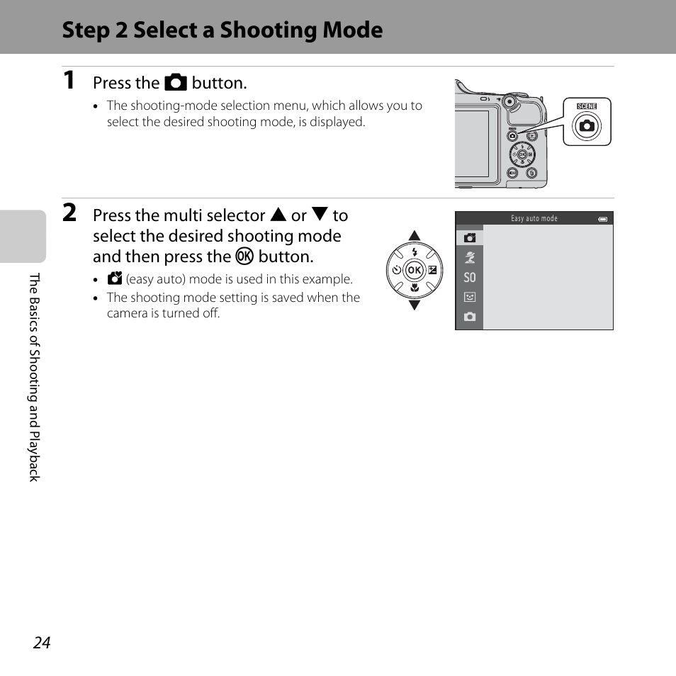 Step 2 select a shooting mode | Nikon L820 User Manual | Page 44 / 240