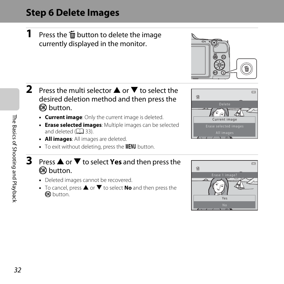 Step 6 delete images | Nikon L820 User Manual | Page 52 / 240