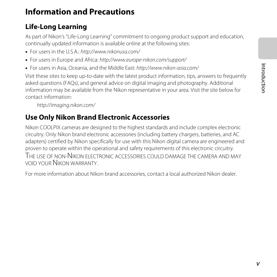 Information and precautions | Nikon L820 User Manual | Page 7 / 240