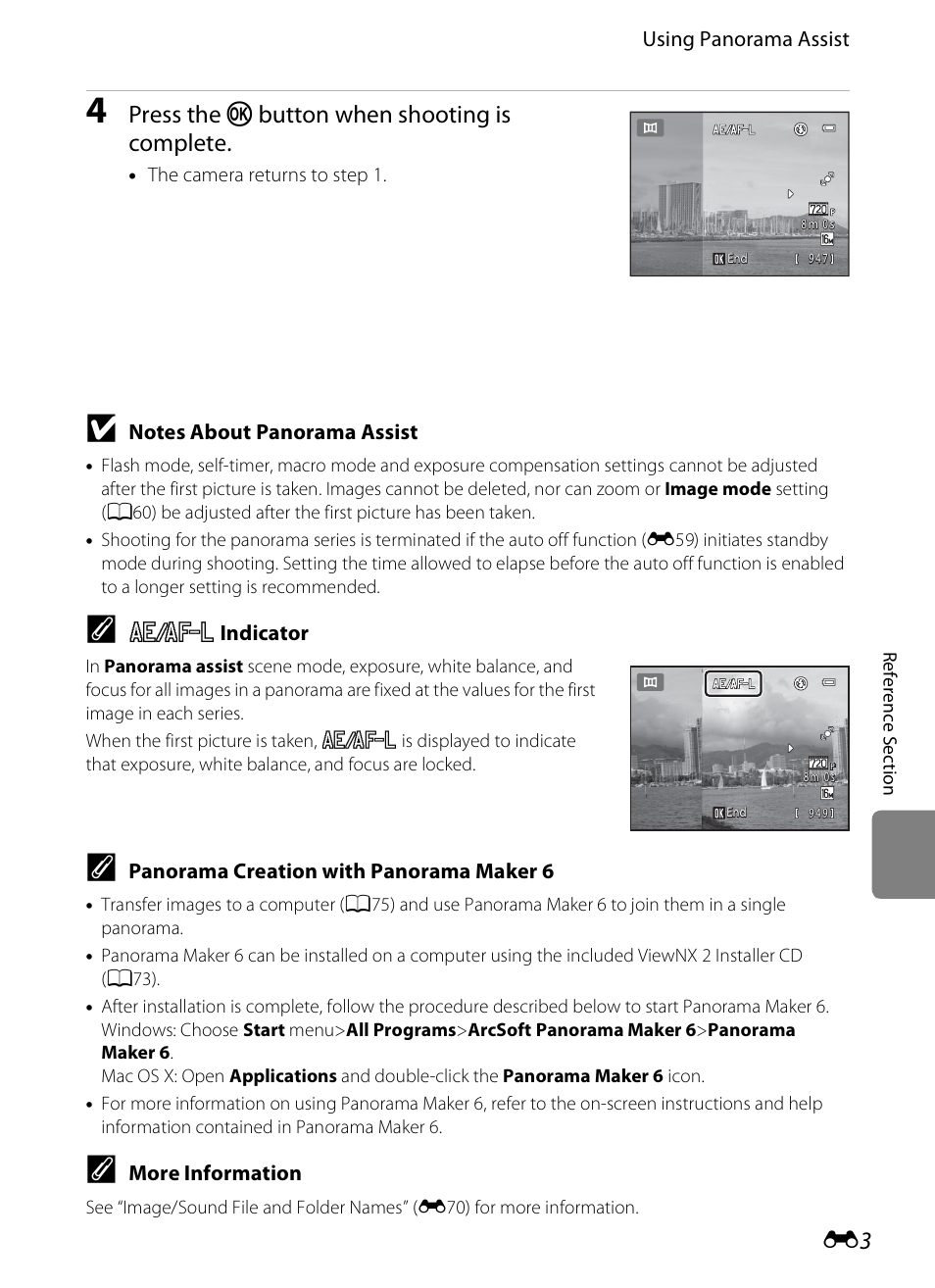 Press the k button when shooting is complete | Nikon S3200 User Manual | Page 107 / 204