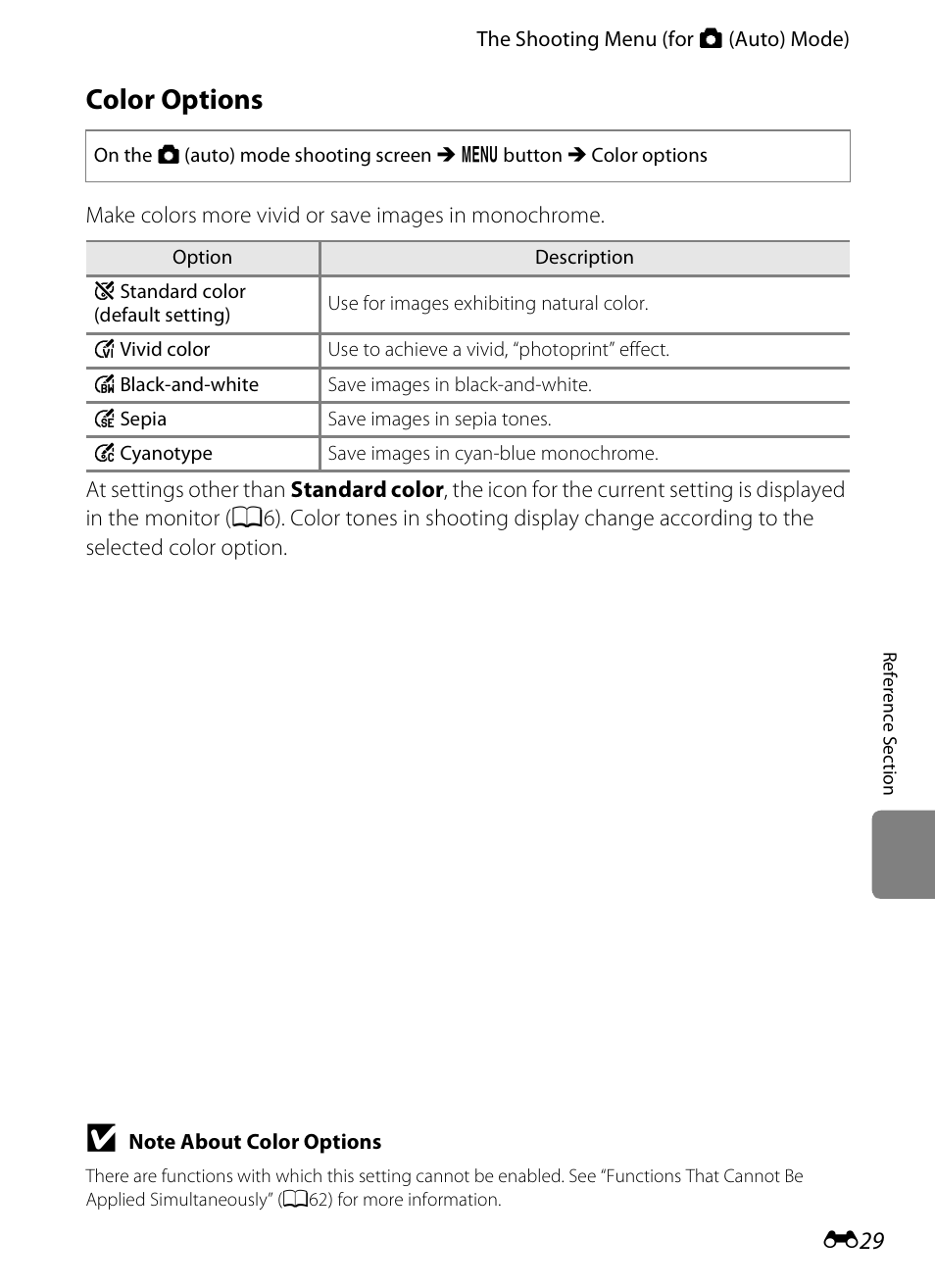 Color options | Nikon S3200 User Manual | Page 133 / 204
