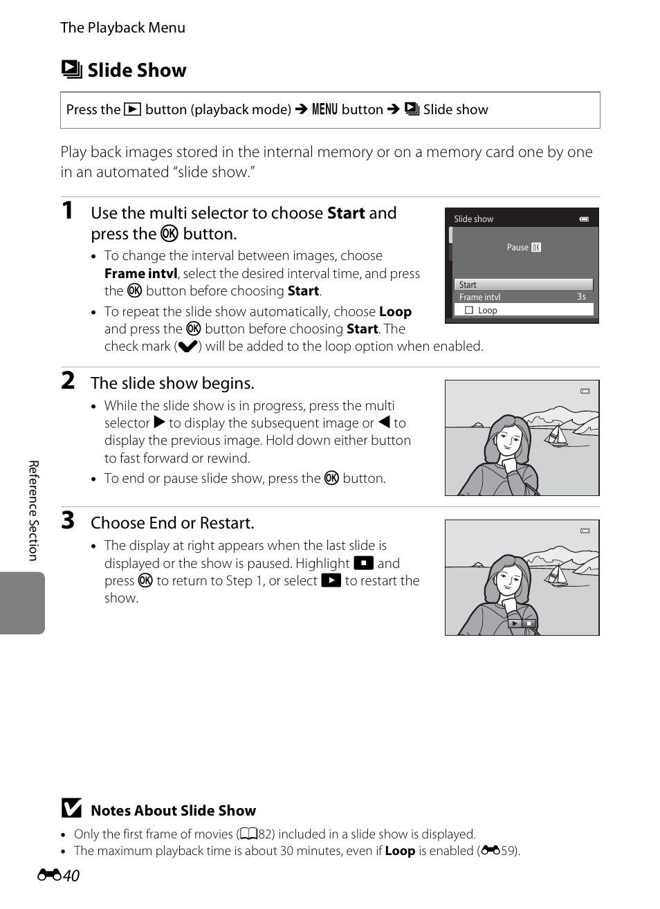Slide show, B slide show | Nikon S3200 User Manual | Page 144 / 204