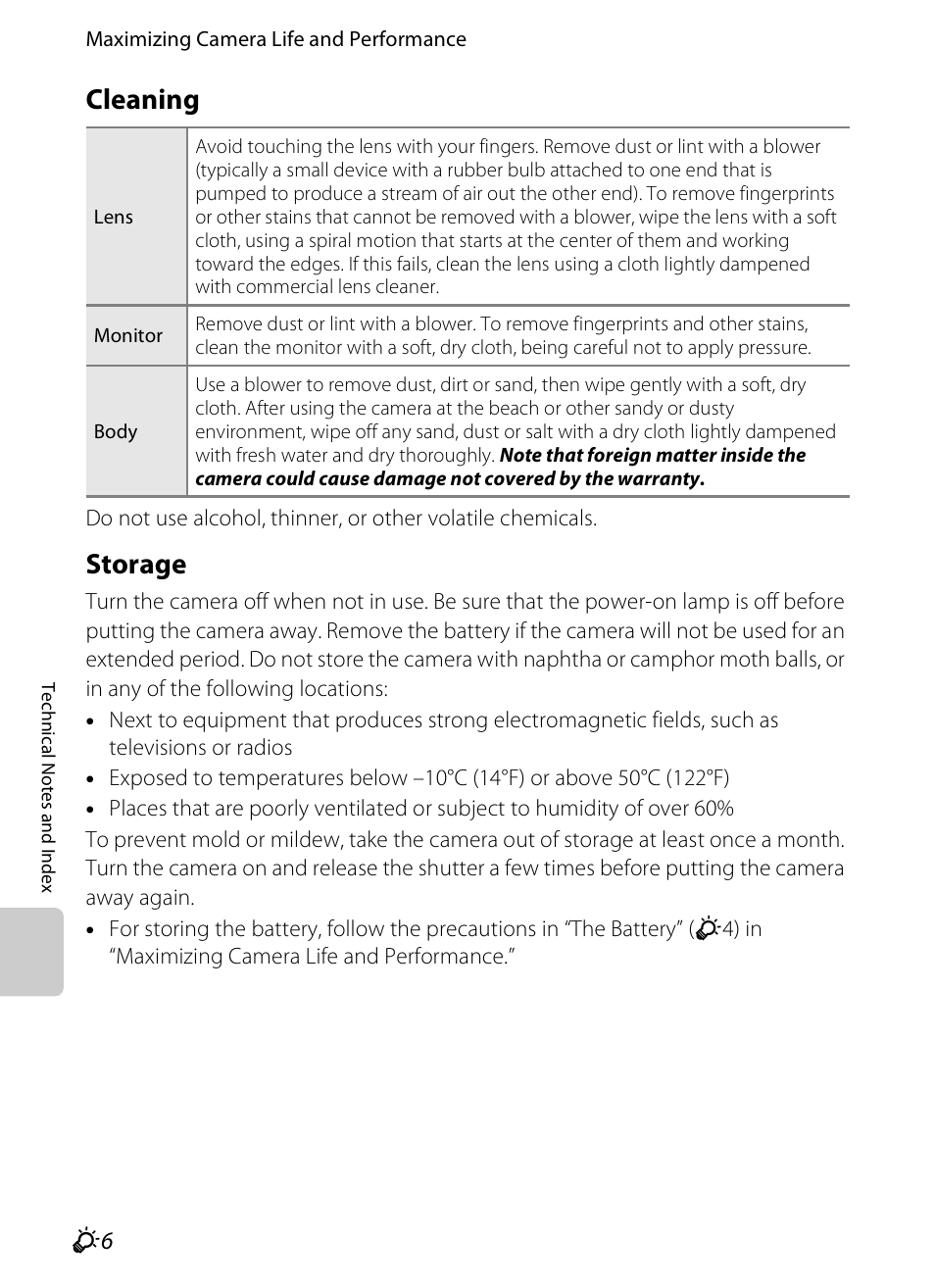 Cleaning, Storage | Nikon S3200 User Manual | Page 186 / 204