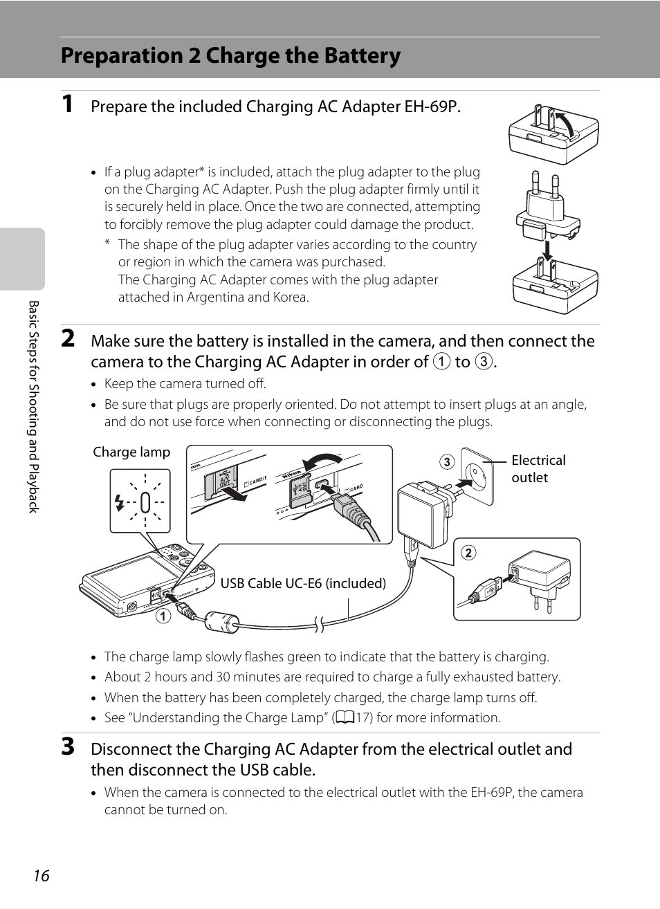 Preparation 2 charge the battery | Nikon S3200 User Manual | Page 32 / 204