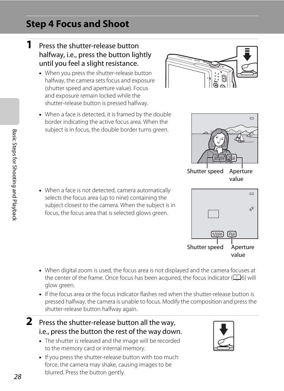Step 4 focus and shoot | Nikon S3200 User Manual | Page 44 / 204