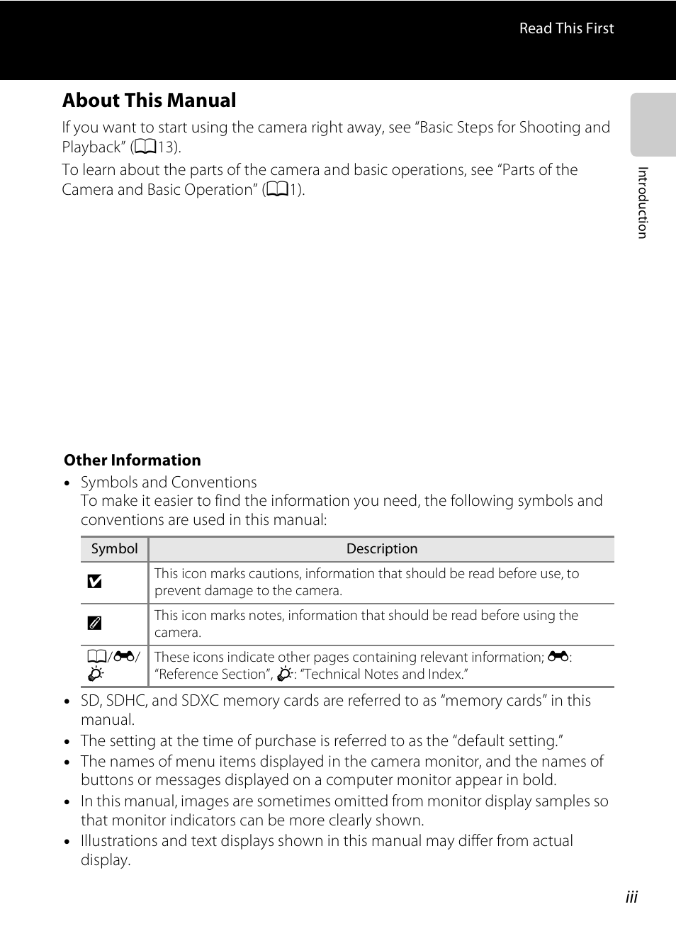 About this manual | Nikon S3200 User Manual | Page 5 / 204