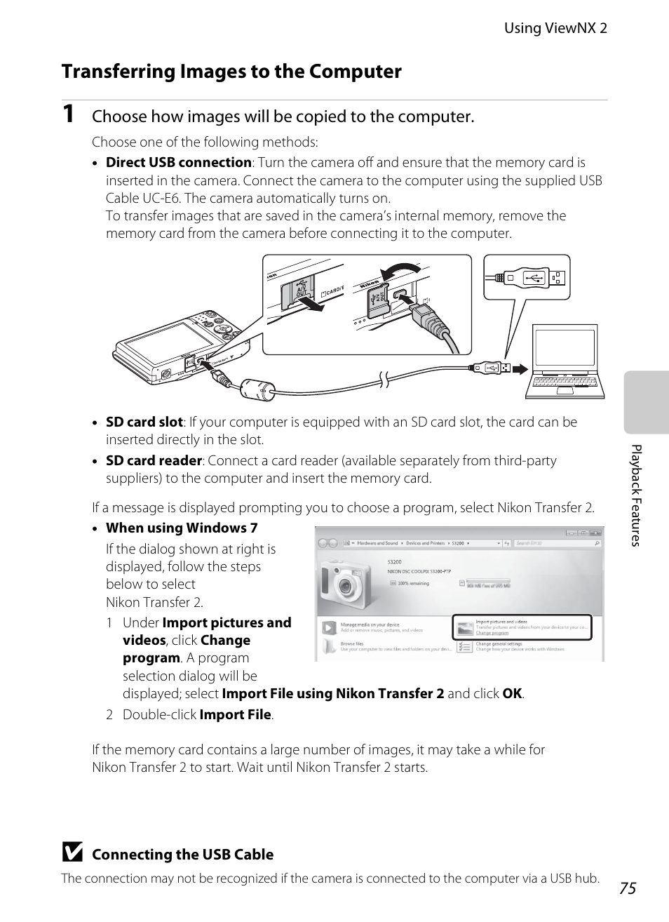 Transferring images to the computer | Nikon S3200 User Manual | Page 91 / 204