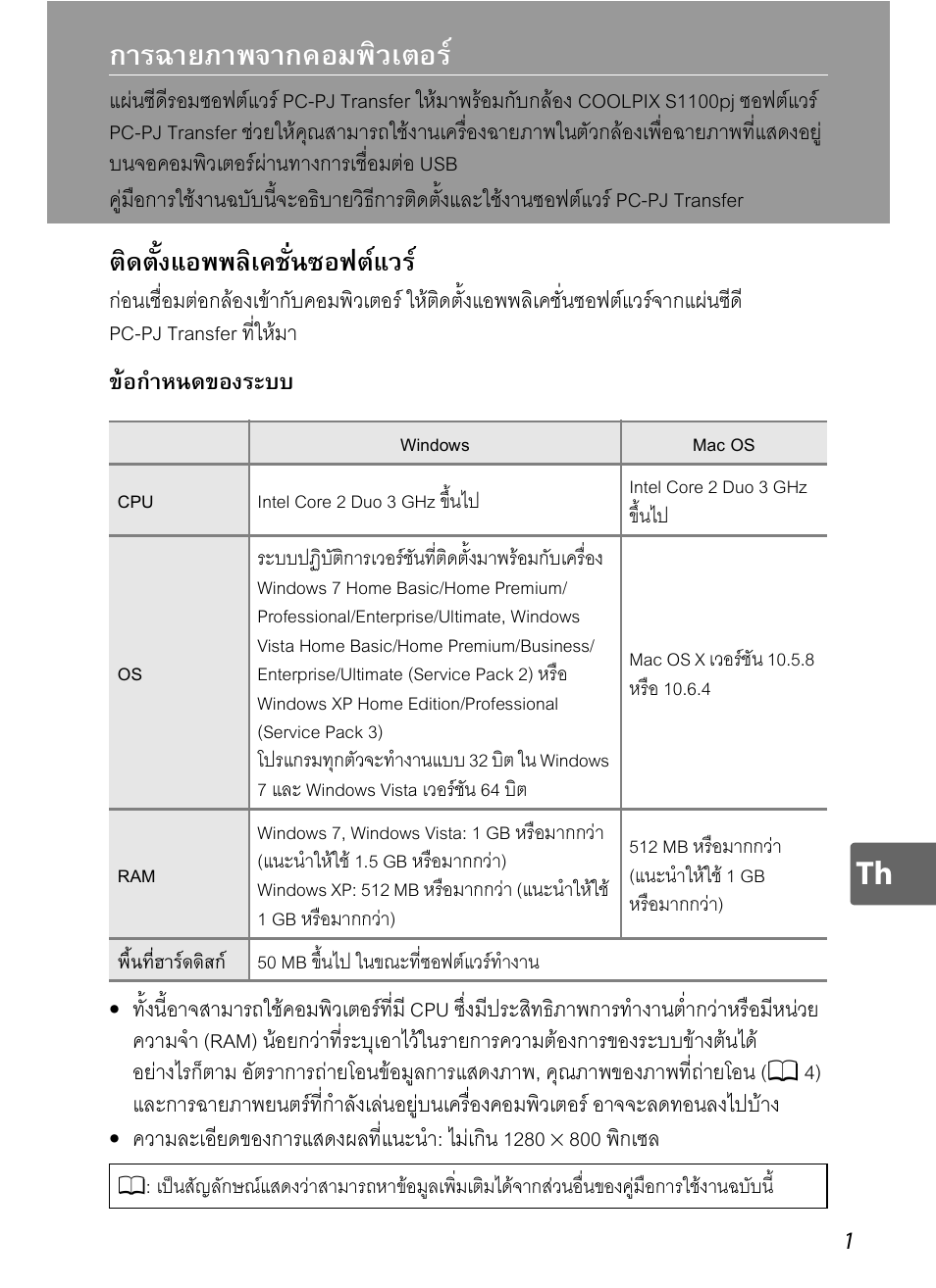 การฉายภาพจากคอมพิวเตอร, ติดตั้งแอพพลิเคชั่นซอฟตแวร | Nikon S1100pj User Manual | Page 15 / 32