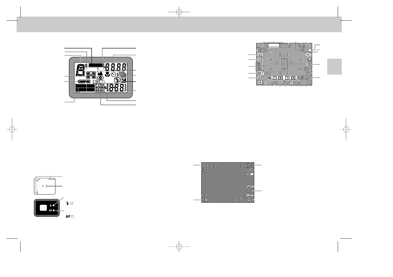 Nomenclature, Continued, Control panel | Viewfinder/led, Monitor (in shooting mode), Monitor (in playback mode) | Nikon 995 User Manual | Page 9 / 91