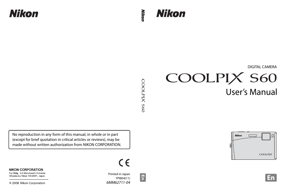 Nikon S60 User Manual | 184 pages