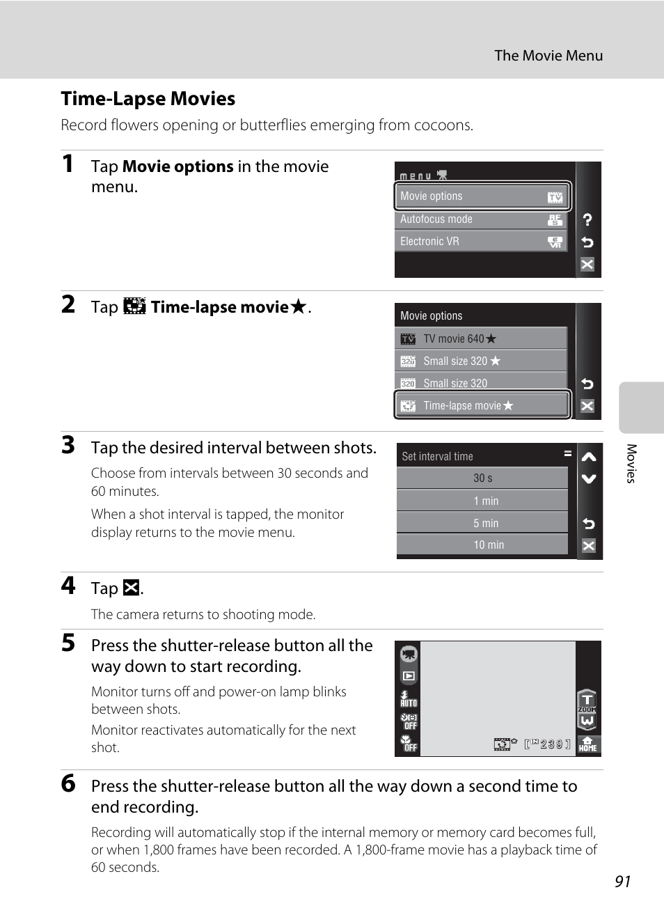 Time-lapse movies, A 91) m | Nikon S60 User Manual | Page 103 / 184