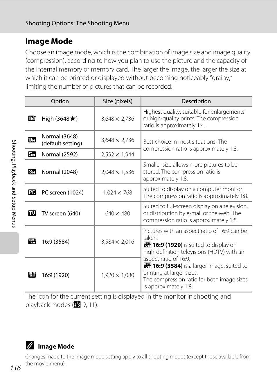 Image mode, A 116), A 116), and | A 116), or, A 116 | Nikon S60 User Manual | Page 128 / 184