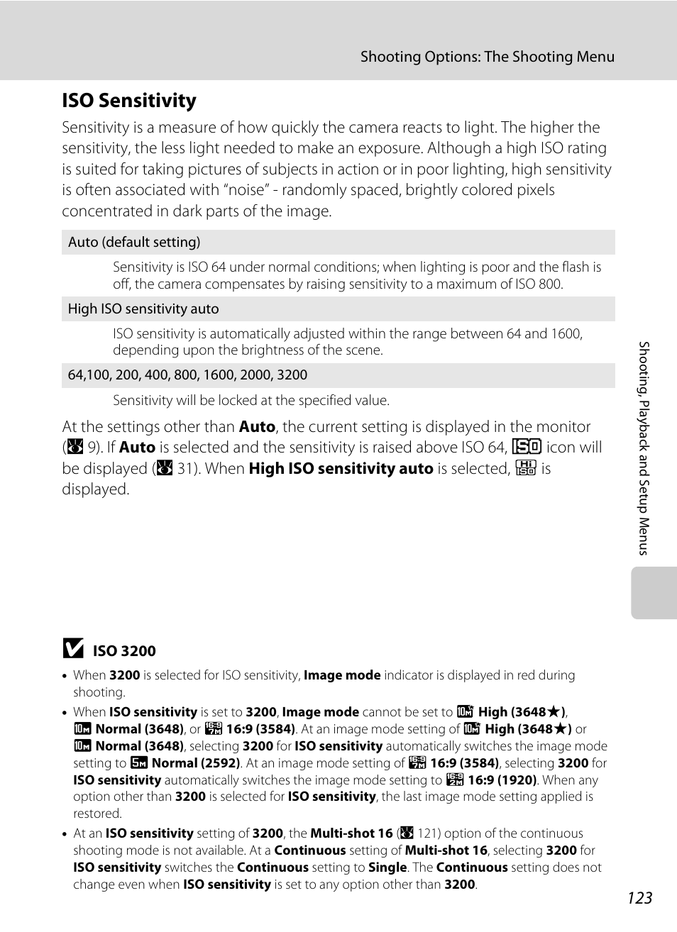 Iso sensitivity, A 123 | Nikon S60 User Manual | Page 135 / 184