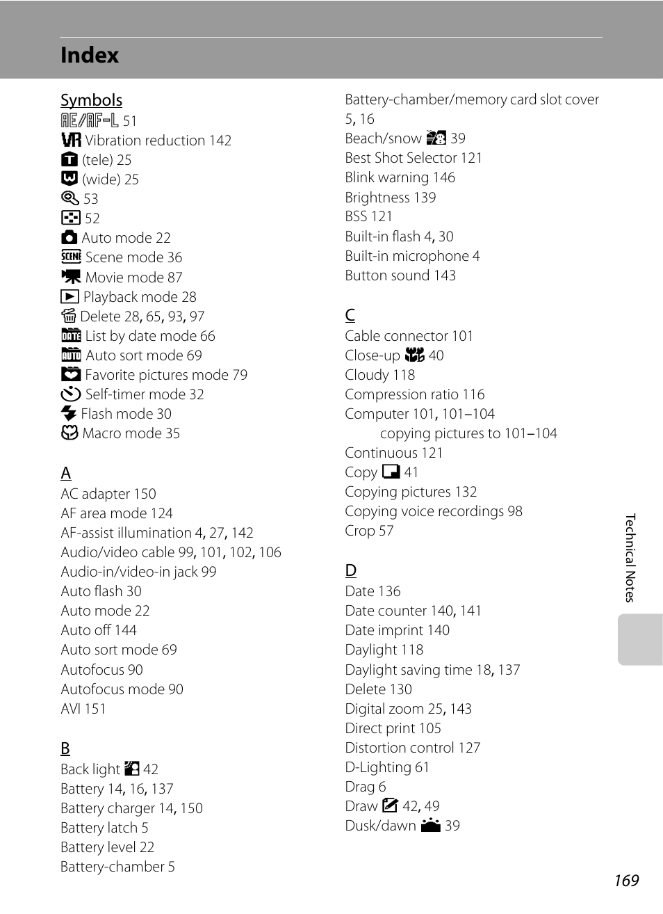 Index | Nikon S60 User Manual | Page 181 / 184
