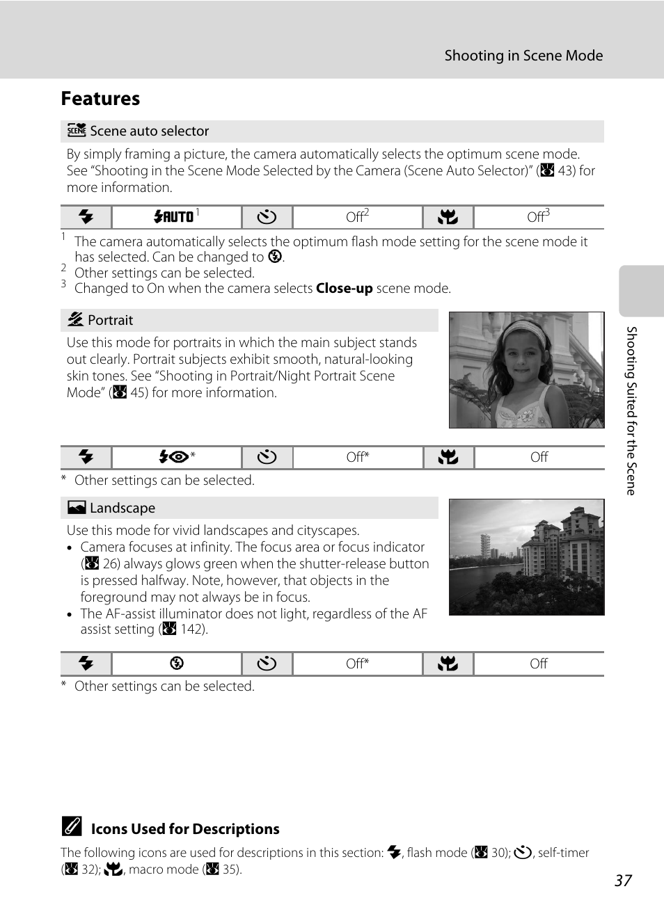 Features, A 37), A 37) and | Nikon S60 User Manual | Page 49 / 184