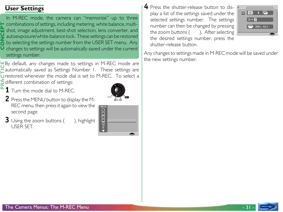 User settings | Nikon 700 User Manual | Page 31 / 53