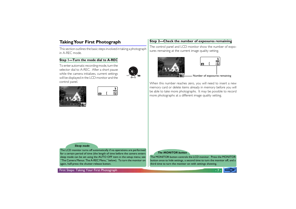 Taking your first photograph, First steps: taking your first photograph | Nikon 700 User Manual | Page 7 / 53