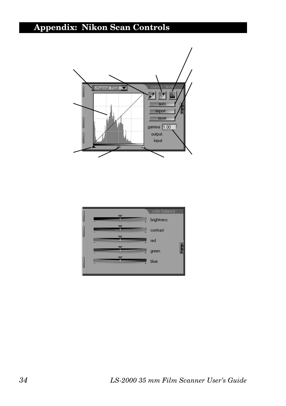 Appendix: nikon scan controls, Nikon | Nikon LS-2000 User Manual | Page 44 / 47